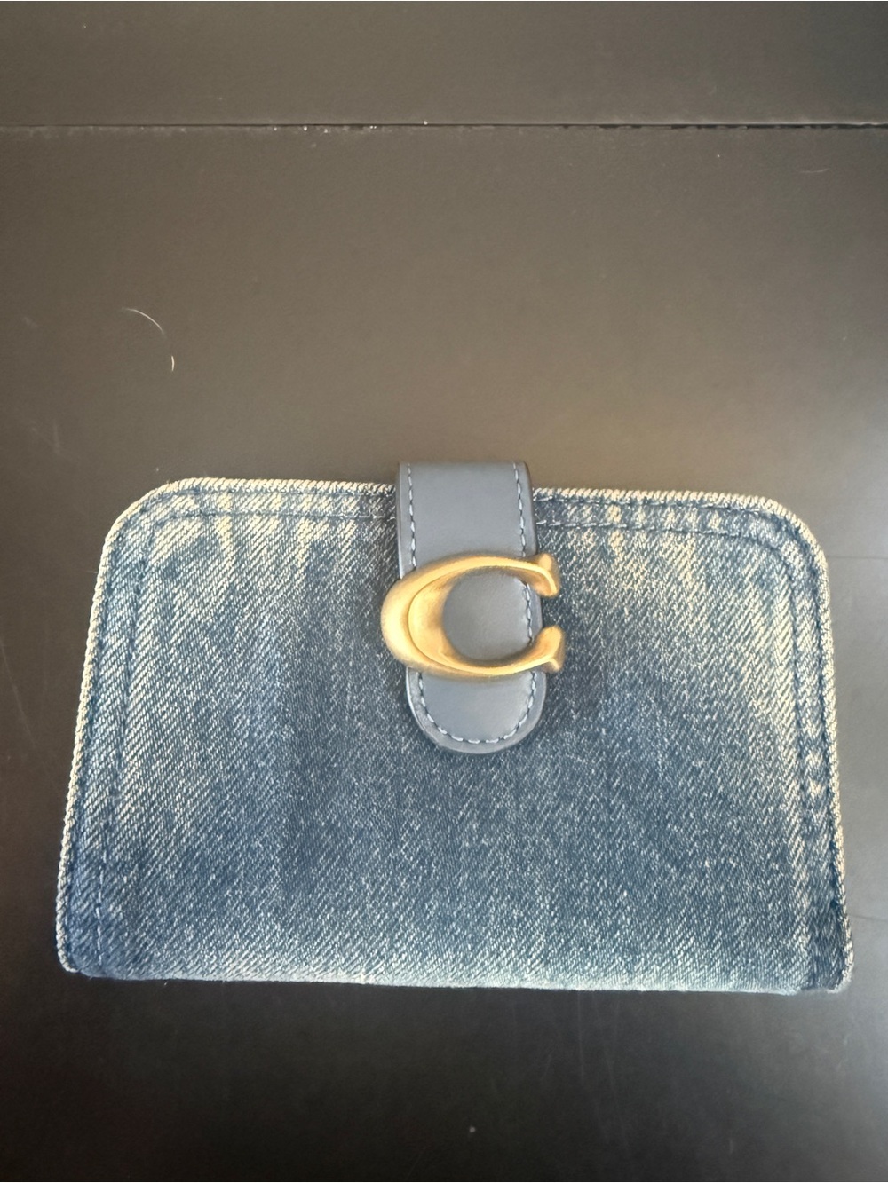 Coach and Four Denim Blue Wallet with Gold 'C' Snap